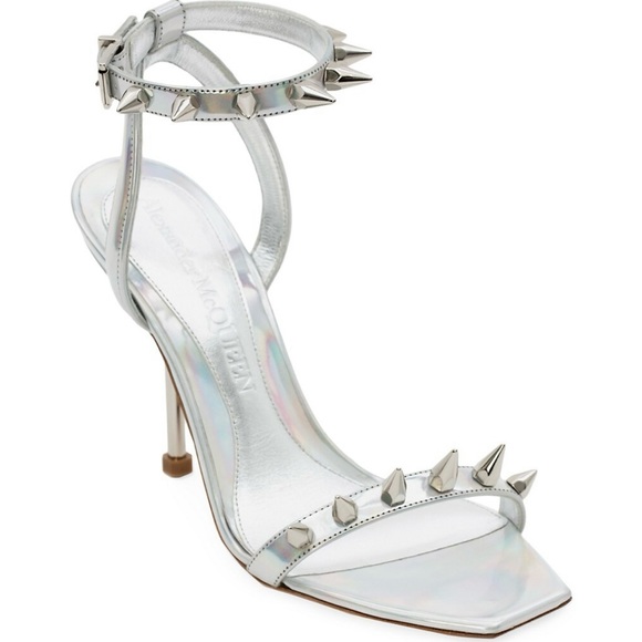 Alexander McQueen Punk Stud Metallic Ankle-Strap Sandals